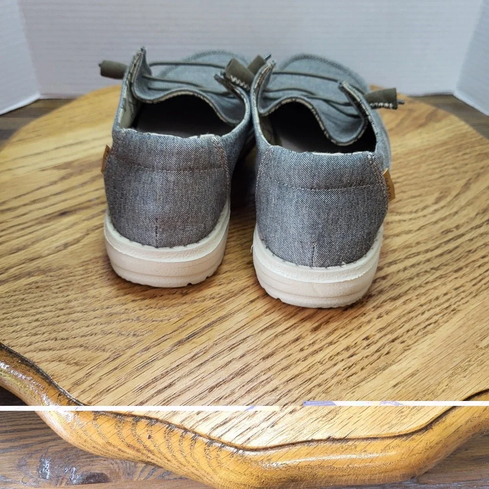 Hey Dude Wendy Linen Gray/Iron Slip On Shoes Women's Size 7
